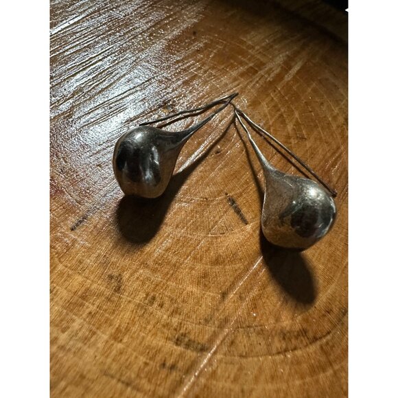 Vtg Sterling Silver Teardrop Long Dangle Drop Earrings Modernist Mid Mod Read - Picture 2 of 16